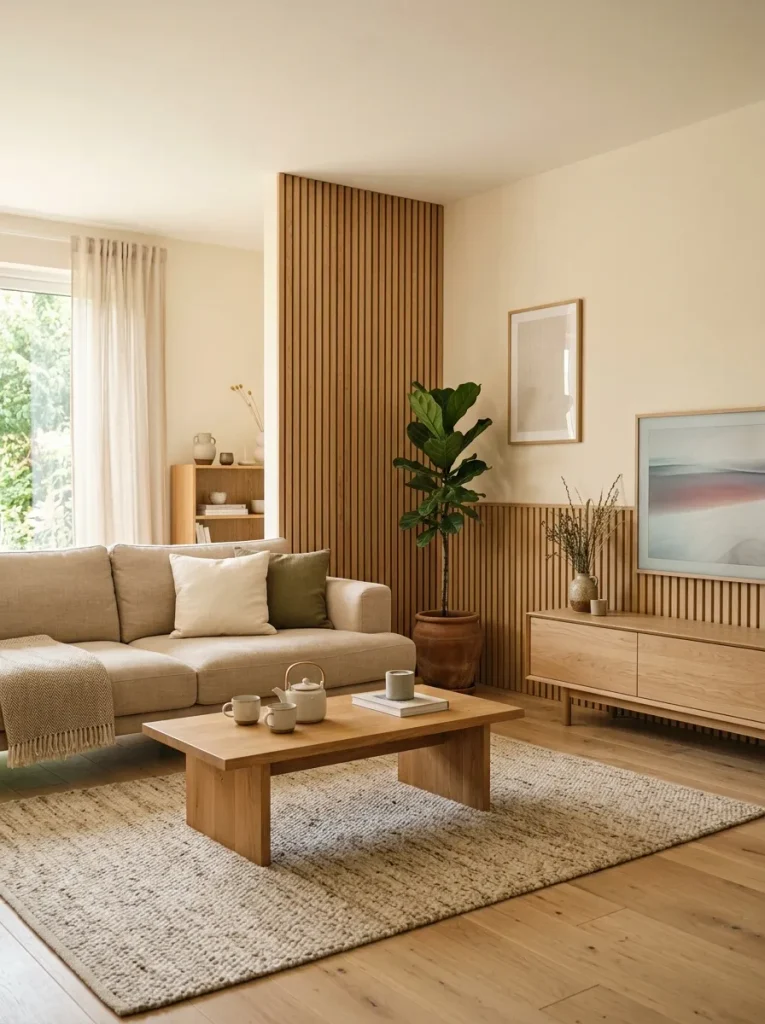 Add a Japandi Wood Slat Wall for Subtle Texture