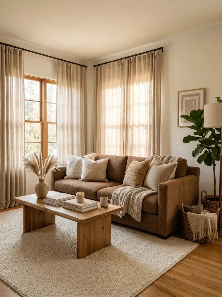 Beige Curtain Panels
