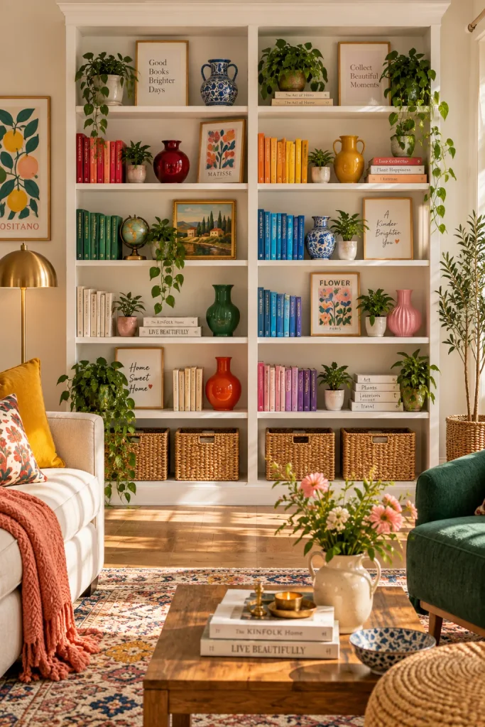 Rainbow Bookcase Styling