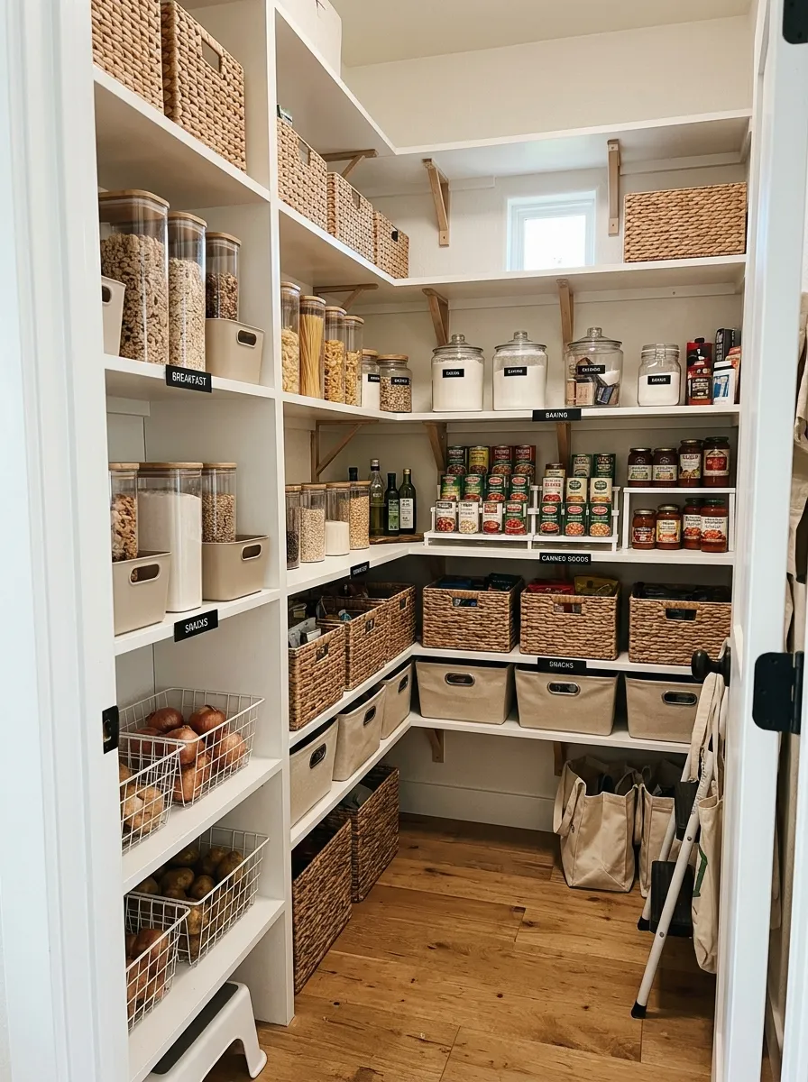 10. Labeled Pantry Storage Zones