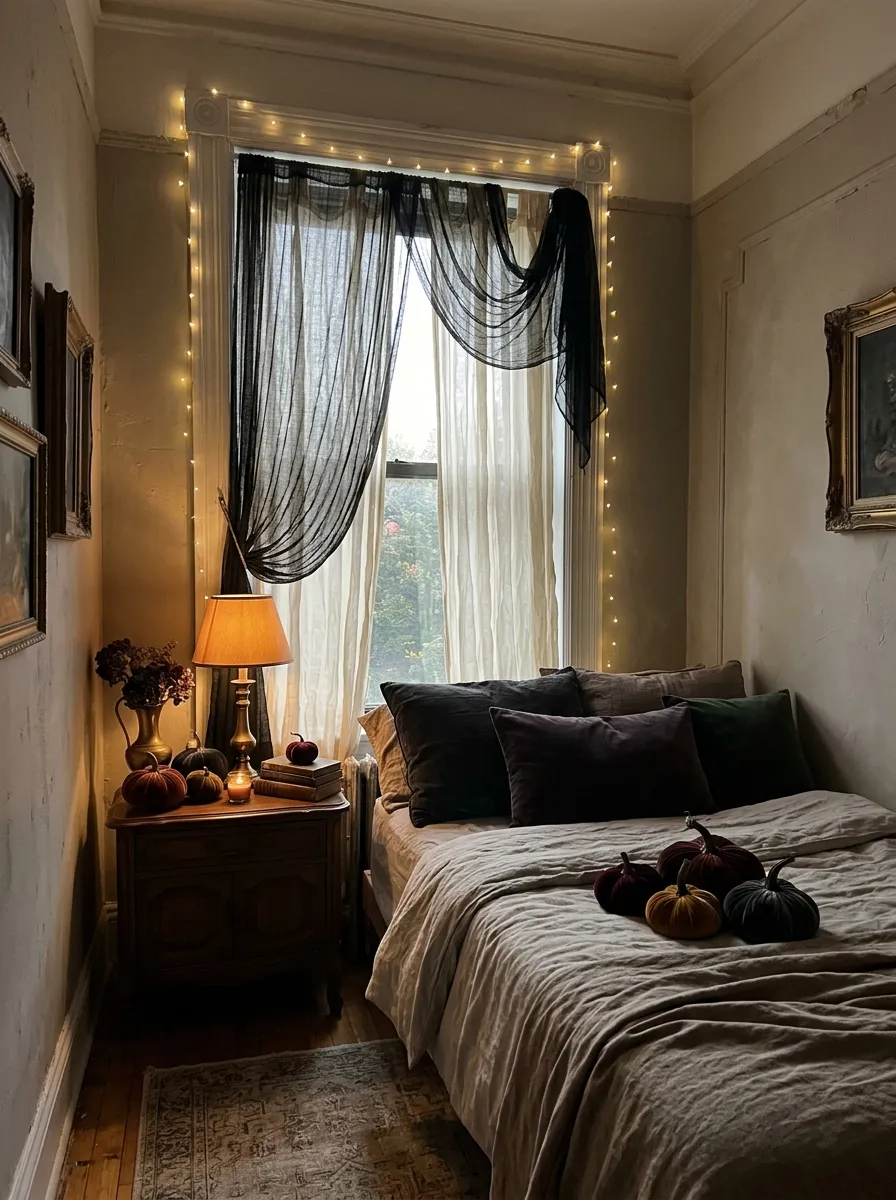 11. Sheer Black Curtain Accents