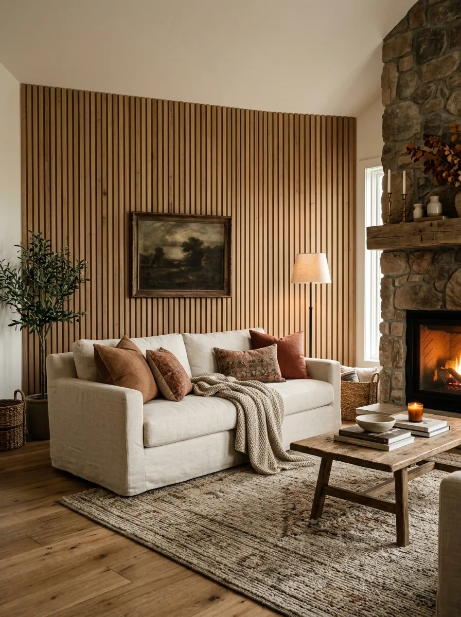 12. Rustic Wooden Accent Wall