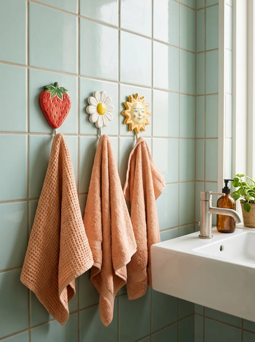 15. Whimsical Towel Hooks