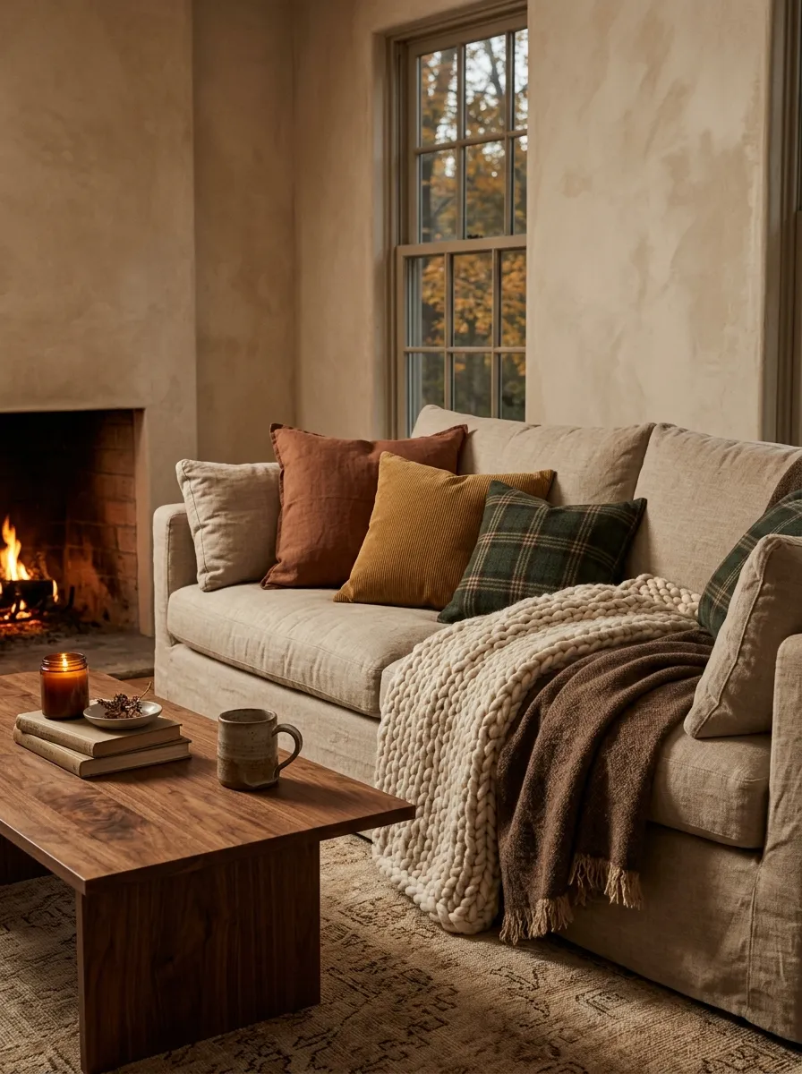 2. Plaid Sofa Layers