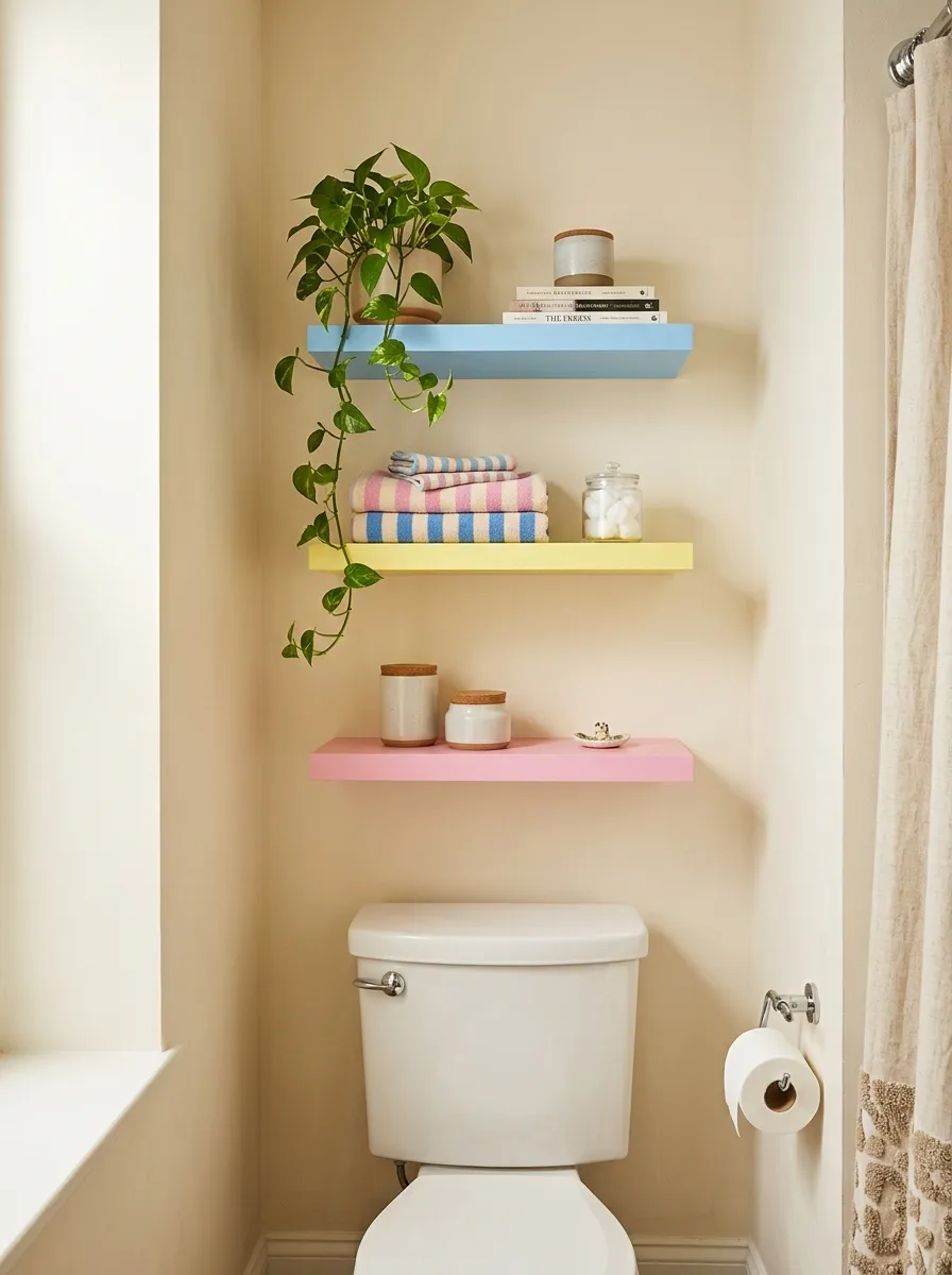 7. Colorful Floating Shelves
