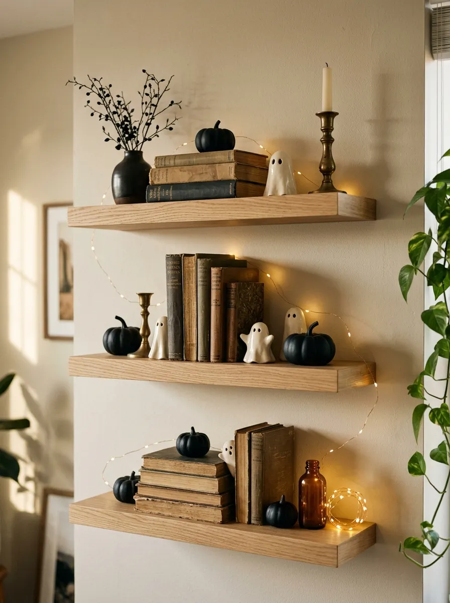 7. Spooky Floating Shelf Styling