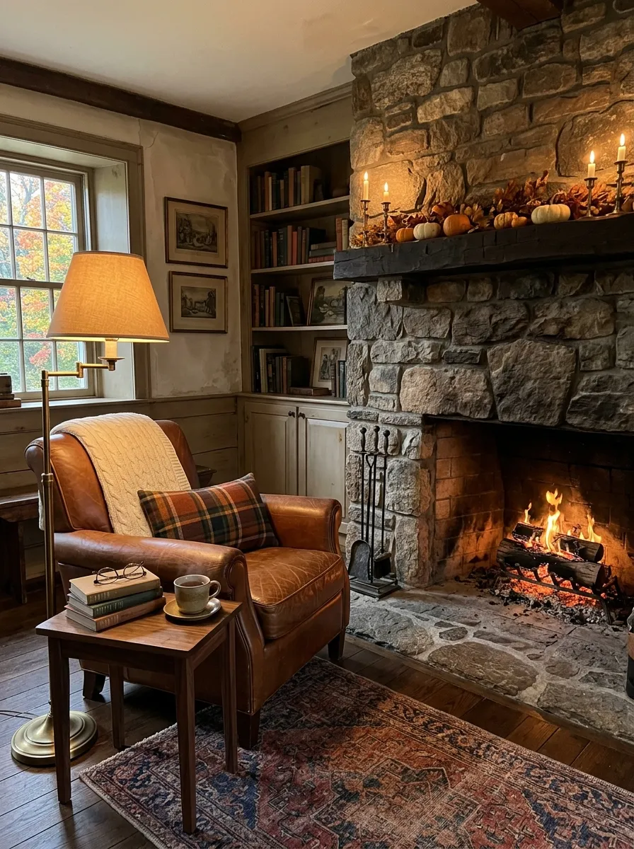 8. Vintage Leather Reading Corner