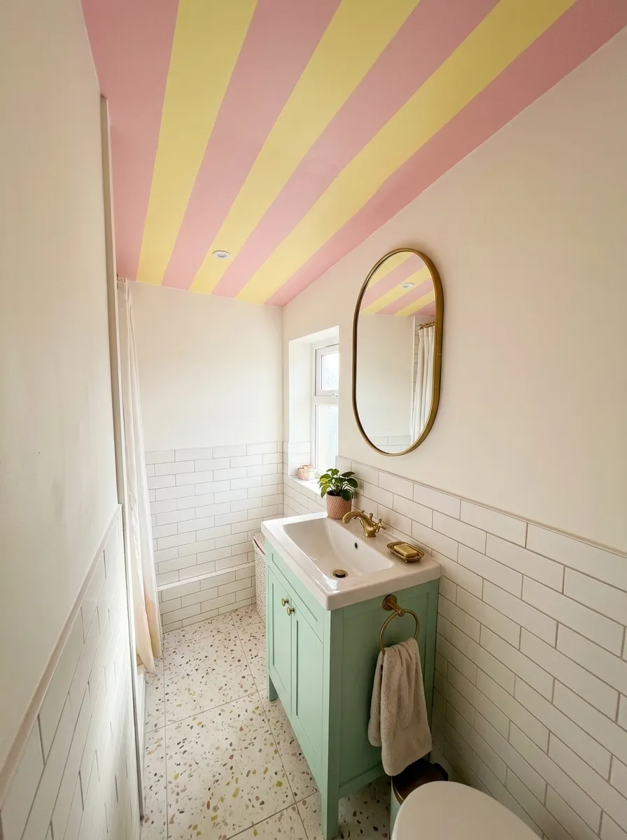 9. Striped Bathroom Ceiling