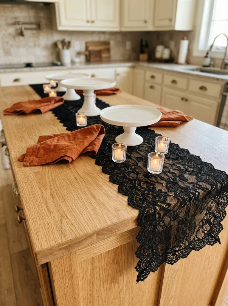 Black Lace Island Runner