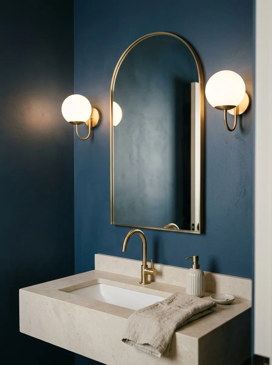 Brass Framed Arched Mirror