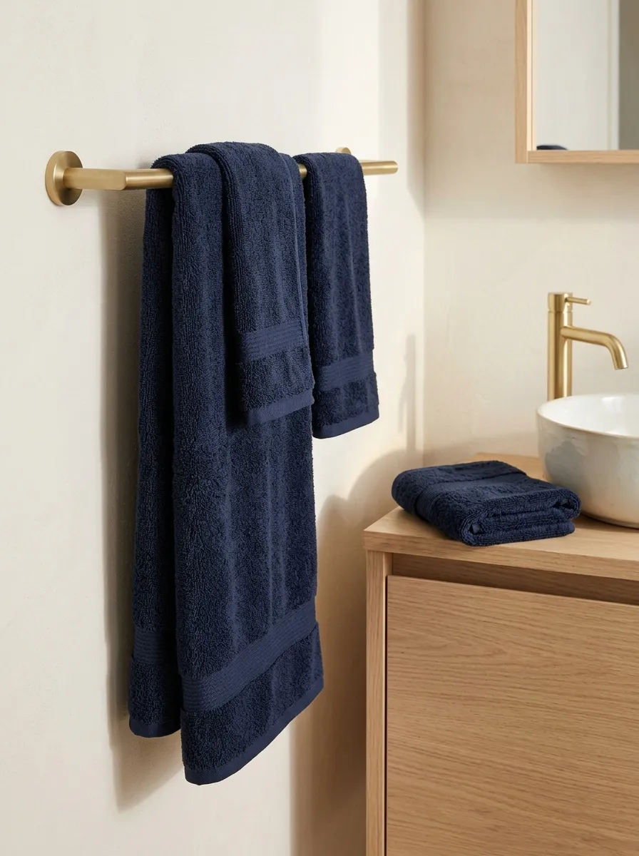 Brass Rail Navy Towels