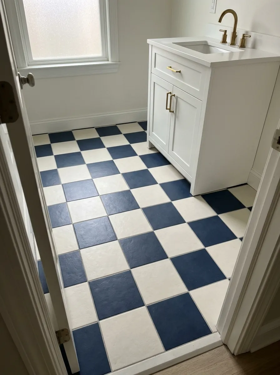 Navy Checkerboard Floor