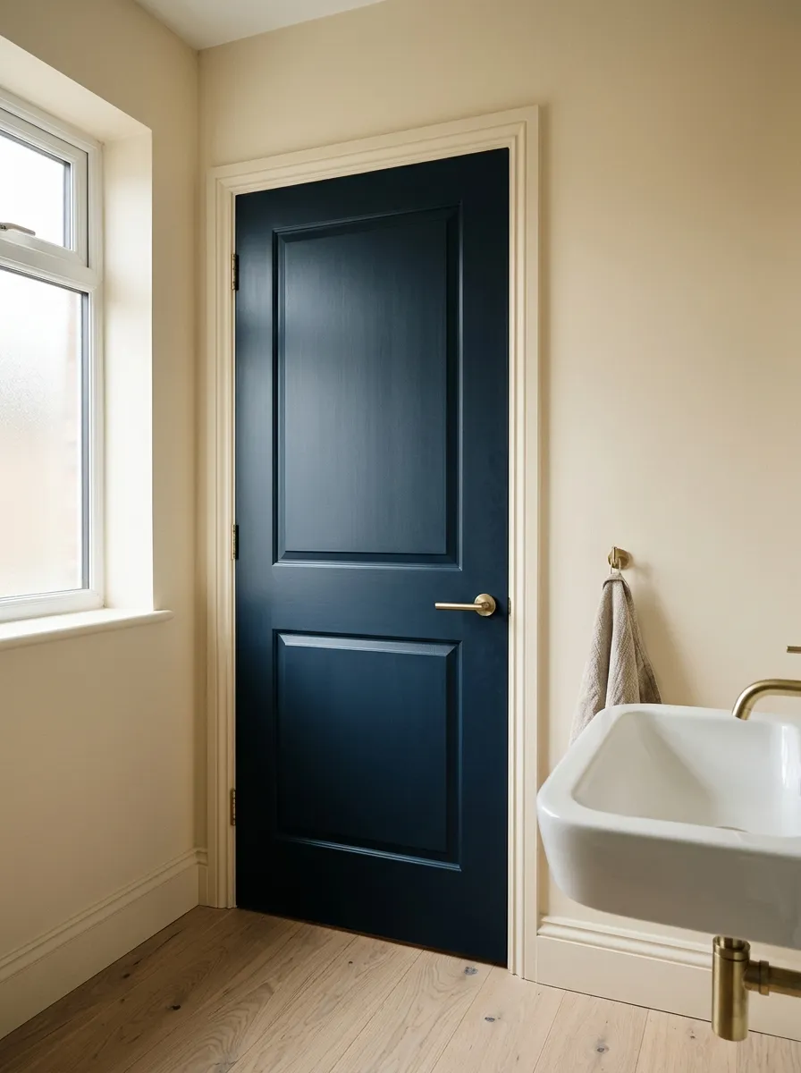 Navy Door Brass Handle