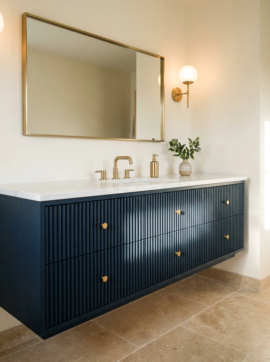 Navy Fluted Vanity