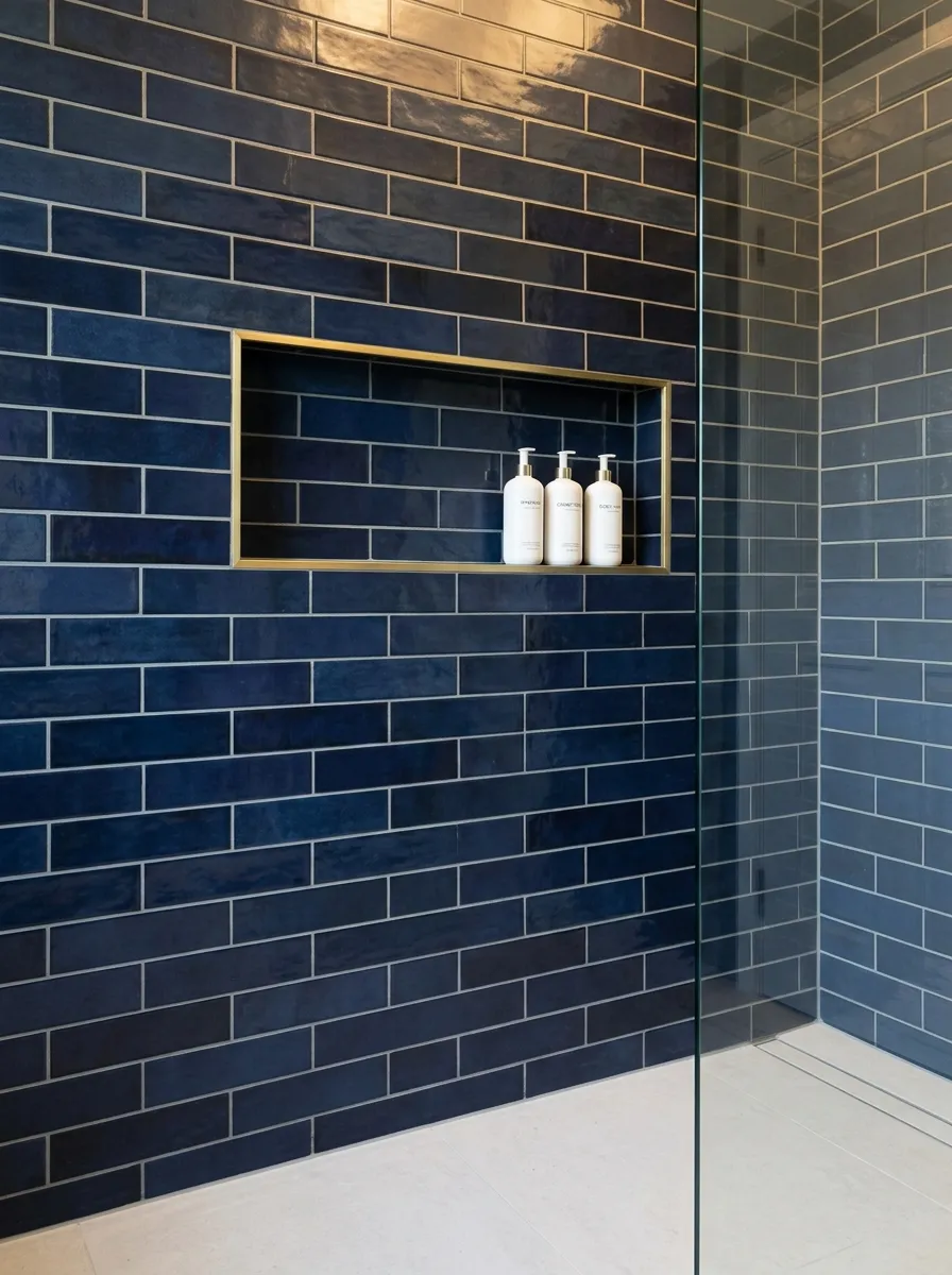 Navy Tile Brass Niche