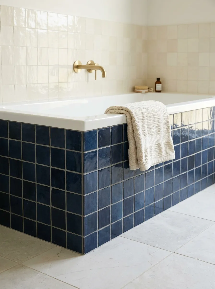 Navy Tile Tub Apron