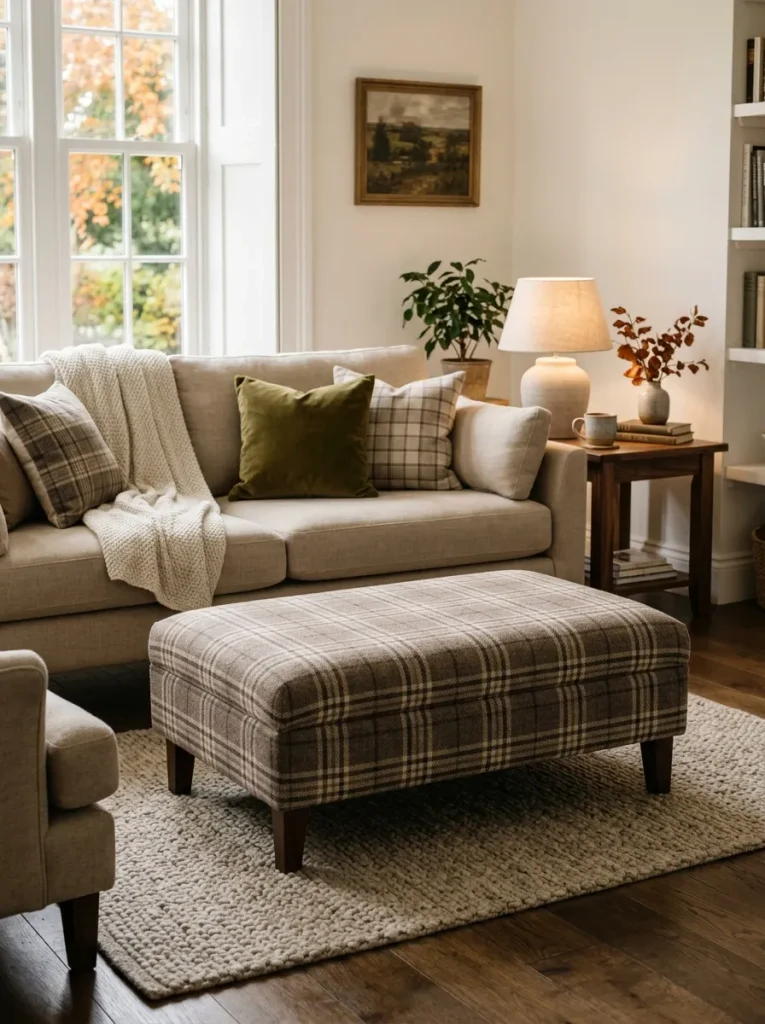 Plaid Ottoman Cover